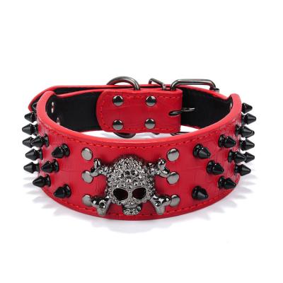 China Anti Bite Spike Rivet Skull Pet Collar Cat Dog Collar Pet Lead Durable Adjustable Hot Selling Viable for sale