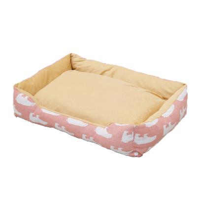 China Sustainable Hot Selling Anti Slip Printing Unique Design All Season Pet Bed Cat Dog Pet Sleep Bed House for sale