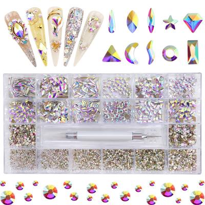 China Flatback Decoration 3d Fake Stones Crystal Glass Nail Art Rhinestone For Nail Enhancement for sale