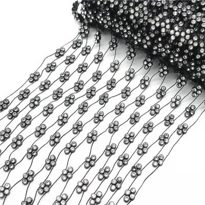 China 4Pcs SS12 Soft Rhinestone Mesh Ribbon Crystal Chain Trim Claw Chains For Handbags for sale