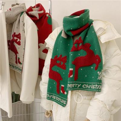 China Soft Thick Contact Feeling 30*180cm Christmas Women Winter Warm Red Green Cashmere Scarf for sale