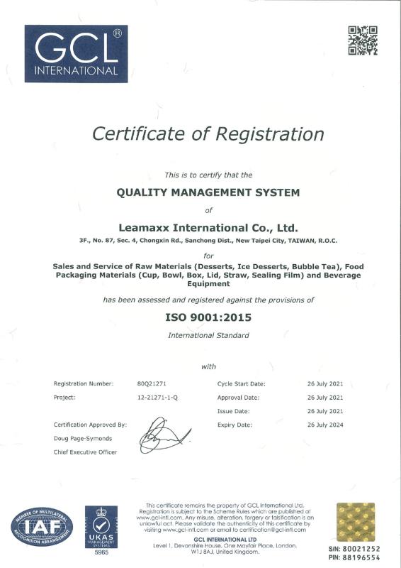 ISO9001 - LEAMAXX INTERNATIONAL CO., LTD.