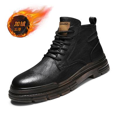 China Other New British Martin Boots Shoes Men's Boots Whip Men's Black Plush Martin Boots Mid Top Wholesale for sale