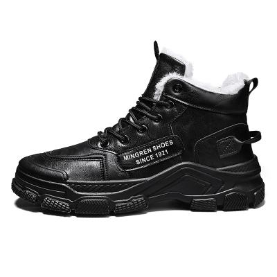 China Other Wholesale Price Men's PVC Rubber Waterproof Sole Black Ankle Boots Plush Martin Boots High Quality Working Boots for sale