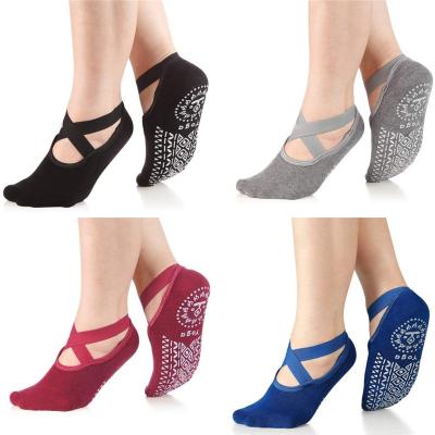 China Sporty Non-slip Grips Straps Ideal For Women Barre Ballet Dance Yoga Pilates Solid Color Sheer Socks for sale