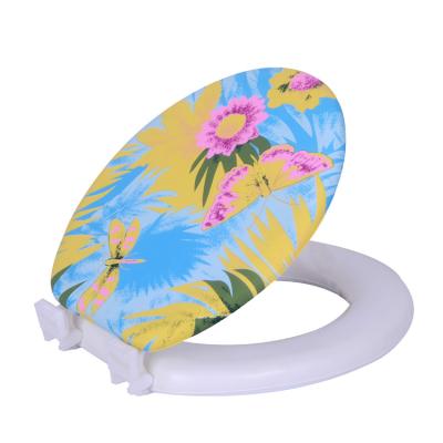 China Modern Supply Common Size European Standard Soft Toilet Seat With Embroidery Pattern In Cover for sale