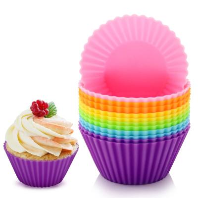 China Amazon Sustainable Top Selling Reusable Food Grade Silicone Cupcake Cupcake Reusable Baking Cups Approved for sale