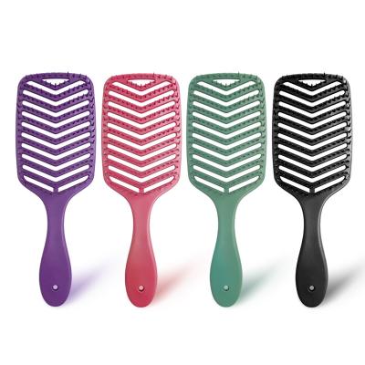 China For Home Use Unisex Hollow Ribs Comb Large Comb Nylon Plastic Curved Hair Fluffy Hair Comb for sale