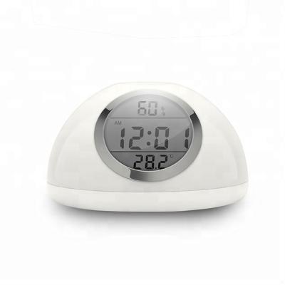 China 2018 Newest Modern USB RGB Touch Gesture Sensing Humidity Temperature Display Led Wake Up Light Alarm Clock for sale