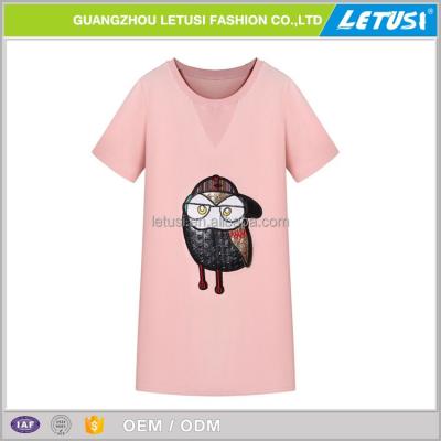 China Pink Letusi Owl Anti-wrinkle Cartoon T-shirt Dress Shirt Casual Pencil Sweater Short Skirts for sale