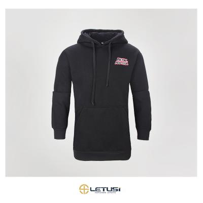 China Anti-pilling Letusi Logo Fleece Heavy Pullover Black Custom Hoodie Sweatshirt With Drawstring for sale