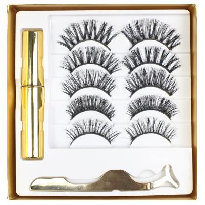 China 2019 New Products Hot Magnetic Eyeliner Eyelash Kit 5 Pairs Mirror Tweezers Makeup Eyeliner for sale