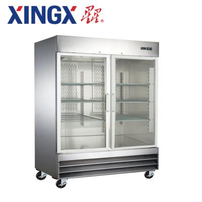 China Single-temperature ETL approved 2 glass double door refrigerator-CFD-2RR-G-HC-Refrigeration equipment for sale