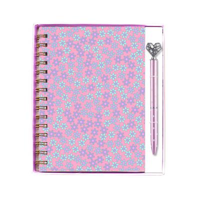 China Custom Wire Spool Binding Spiral Diary Notepad Planner Notepad Spiral Notebook Hot Stamping Set for sale