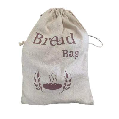 China Recyclable Natural Unbleached Linen Bread Bags Reusable Drawstring Bag For Food Storage for sale