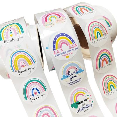 China Waterproof 1.5 Inch Rainbow Thank You Sticker Labels 500 Per Roll for sale