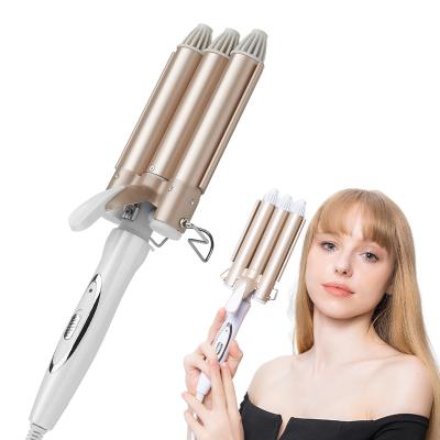 China Home.Hotel.salon wholesale price curler hair led display private label body custom wave rotating hair curler 3 barrel hair curler for women for sale