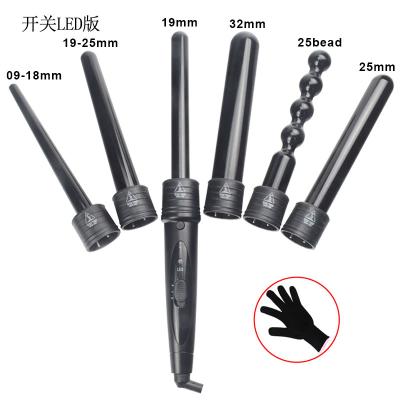 China Home.Hotel.salon wholesale replaceable main wave hair curler 6 in 1 curling iron 6p led hair curler ceramic magic wand hair salon professional hair curler for sale