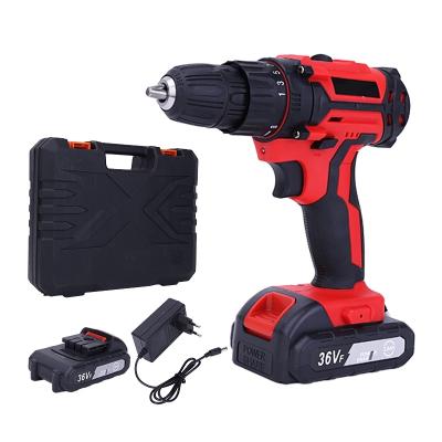 China Plastic + Screwdriver Wholesale Custom Electric Lithium Ion Battery Impact Tool 36V Metal Home DIY Cordless Drill Set for sale