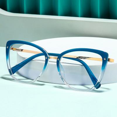 China Newest 2021 Fashion Cat Eye Women Optical Frame Glasses TR90 Blue Light Blocking Computer Glasses for sale