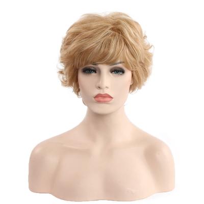 China 2019 Blonde Curly Pixie Synthetic Wig Pixie Cut Wig Fashion Factory Wholesale Realistic Short Curly Wig Women for sale