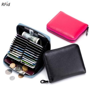 China 2019 Fashion Large Capacity Purse Card Multi Pack Genuine Leather Rfid Wallet Blocking Zipper Organ Wallet for sale