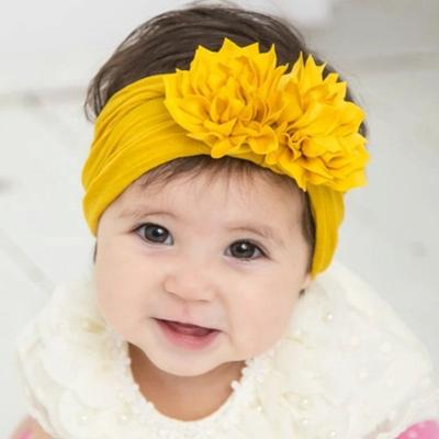 China 2021 Cute Wholesale Elastic Newborn Headwraps Elastic Lotus Flower Nylon Headband Knot Toddler Turban Picture 2021 For Babies for sale