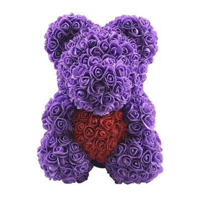 China Wholesale Cheap Factory Direct Romantic Valentine Eco-friendly Gifts Love Heart Rose Bear Artificial Rose With Bear for sale