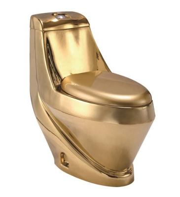 China Double-Flow Gold Color Toilet Seat Popular Style One Piece Bathroom Water Colset for sale