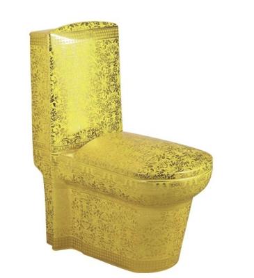 China Modern Luxury Ceramic Sanitary Bowl WC Design Bathroom Ware Siphonic Gold One Piece Toilet for sale