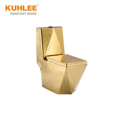 China Modern Luxury Ceramic Sanitary Ware Suites Diamond Design Bathroom WC Golden Toilet for sale