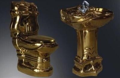 China KL-1818C Middle East Design Colored Two-piece Toilet Gold Ceramic WC for sale