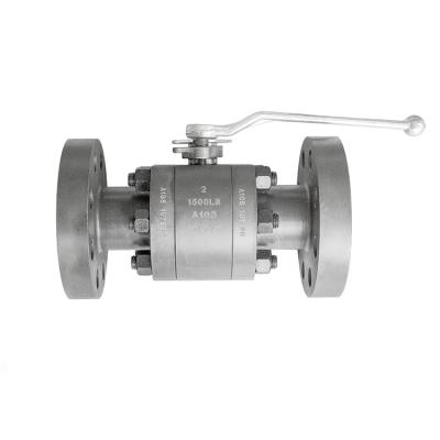 China Flanged Ball Valve High Pressure Forged Steel Three Piece PEEK Seal Flange Soft Ball Valve for sale