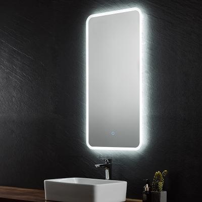 China New Design Magnifying Modern High End Wall Hung Decorative Hotel Bathroom LED Lighted Mirror for sale