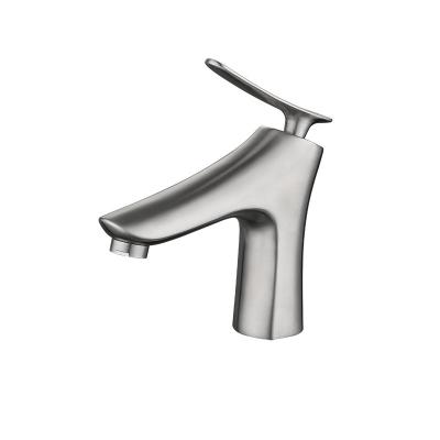 China Modern Electric Faucets Bathroom Single Hole Brushed Nickel Finished 304 Basin Mixer Tap Faucets for sale