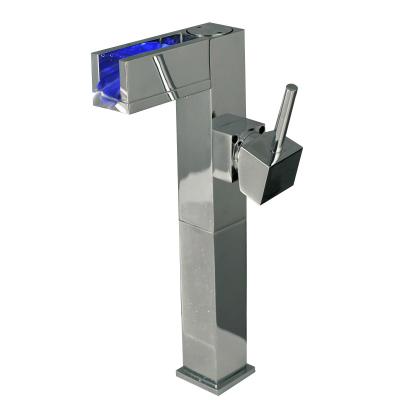 China LED Light 2022 Modern Style Deck Mounted Brass Square Design LED Basin Faucets for sale