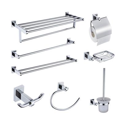 China Chrome Bathroom Accessories 8 Set Stainless Steel Toothbrush Holder Wall Mounted Towel Rack High Quality Viable Brass Towel Rack for sale