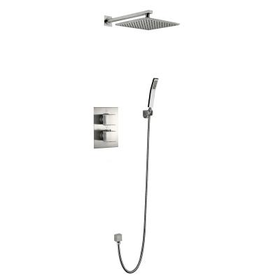 China Wall Mounted Double Lever Thermostatic Walk In Shower Without Slide Bar Mixer Taps Set With 8