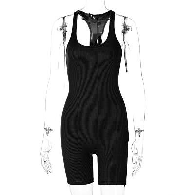 China Chemical Fiber Jumpsuit Skinny Sexy Sleeveless Women Comfortable One Piece Women Over The Knee Overalls for sale