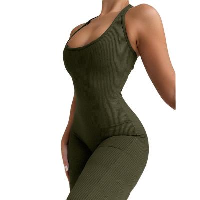 China Chemical Fiber New Listing Neck Yoga Jumpsuit Summer Sexy Back Hanging Jumpsuit For Women for sale