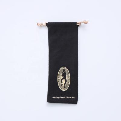 China Professional Custom Made Soft Fabric Certifications Suede Black Jewelry Packaging Pouch With Drawstring Customized Size for sale