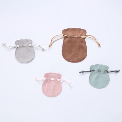 China High End Soft Fabric Various Color Gourds Bag Drawstring Bag Plain Jewelry Makeup Suede Customized Pouch Customized Size for sale