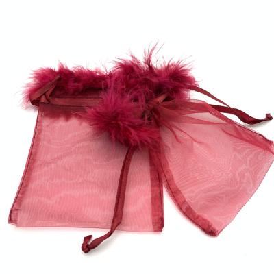 China Gift Support OEM ODM Service Chinese Style Jewelry Pouches Customized Burgundy Organza Bags For Favors for sale