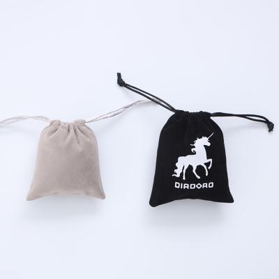 China Security High Quality Custom Size Cosmetic Jewelry Personalized Drawstring Velvet Bag With Logo for sale