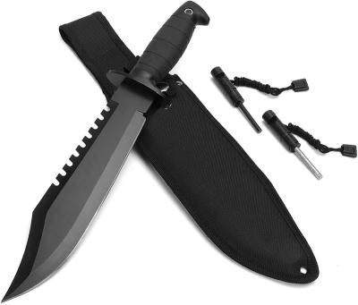 China To Cut Survival Hunting Knife With Sheath Fixed Blade 15 Inch Tactical Bowie Knife With Sharpener And Fire Starter For Camping Outdoor for sale