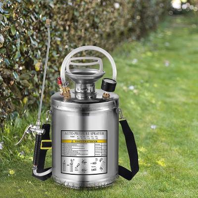 China To Be Used For Garden Watering 1 Gal Stainless Steel Hand Pump Sprayer With Adjustable Pressure Gauge&Safety Valve Nozzle Suitable For Gardening And Sanitizing for sale