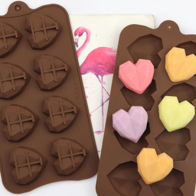 China Sustainable Baking Production Chocolate Love Diamond Holes DIY 8 Holes Handmade Soap Cake Ice Tray for sale