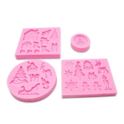 China Disposable Christmas Tree Hat Snowflake 4pcs/set Silicone Cake Mold for sale