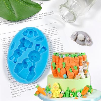 China 2 Silicone Mold Disposable Chocolate Easter Carrot Bunny Baking Cake for sale