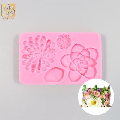 China Flower Leaf Silicone 3D Fondant Cake Viable Baking Cookies Soap Bar Candle Home Decorating Openers Cake Tools for sale